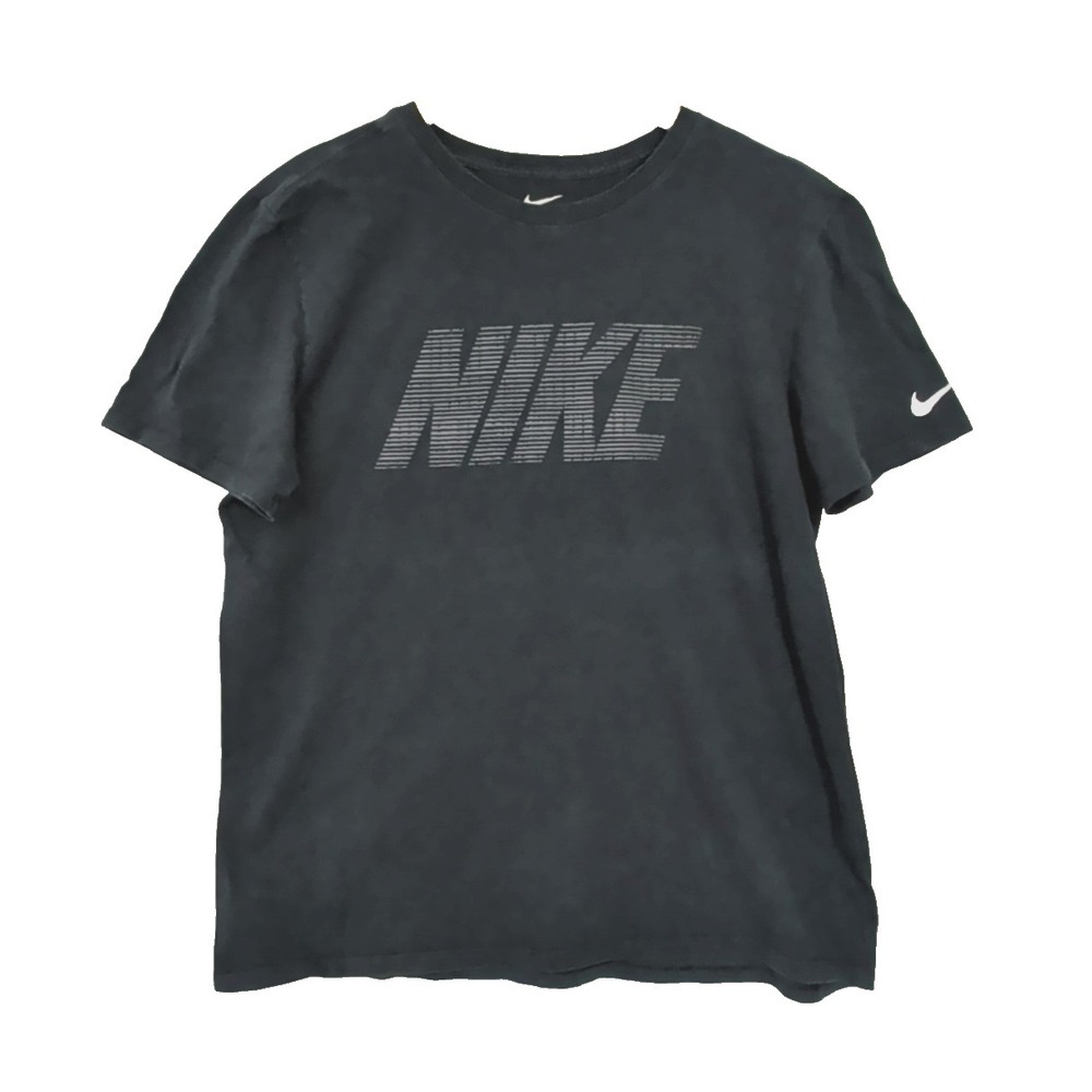 Nike T Shirt Mens L Black Spell Out‎ Athletic Cut Casual Athleisure